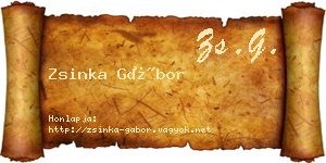 Zsinka Gábor névjegykártya